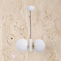 Lustre suspension double globe blanc et or design moderne