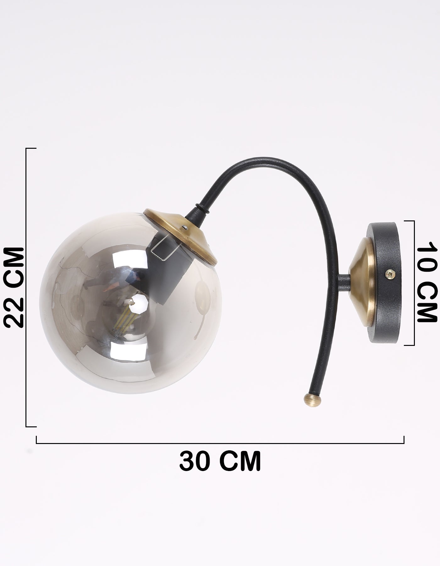 Applique Murale Globe Fumé Transparent Finition Chromée Détails Dorés Design Moderne