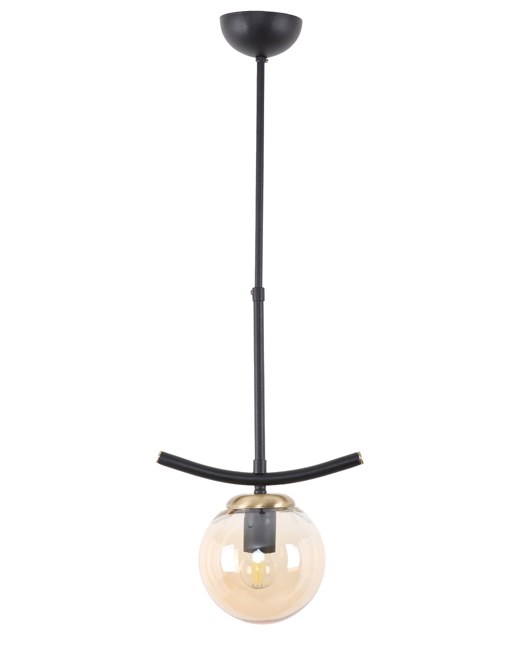 Suspension globe ambré noir et doré