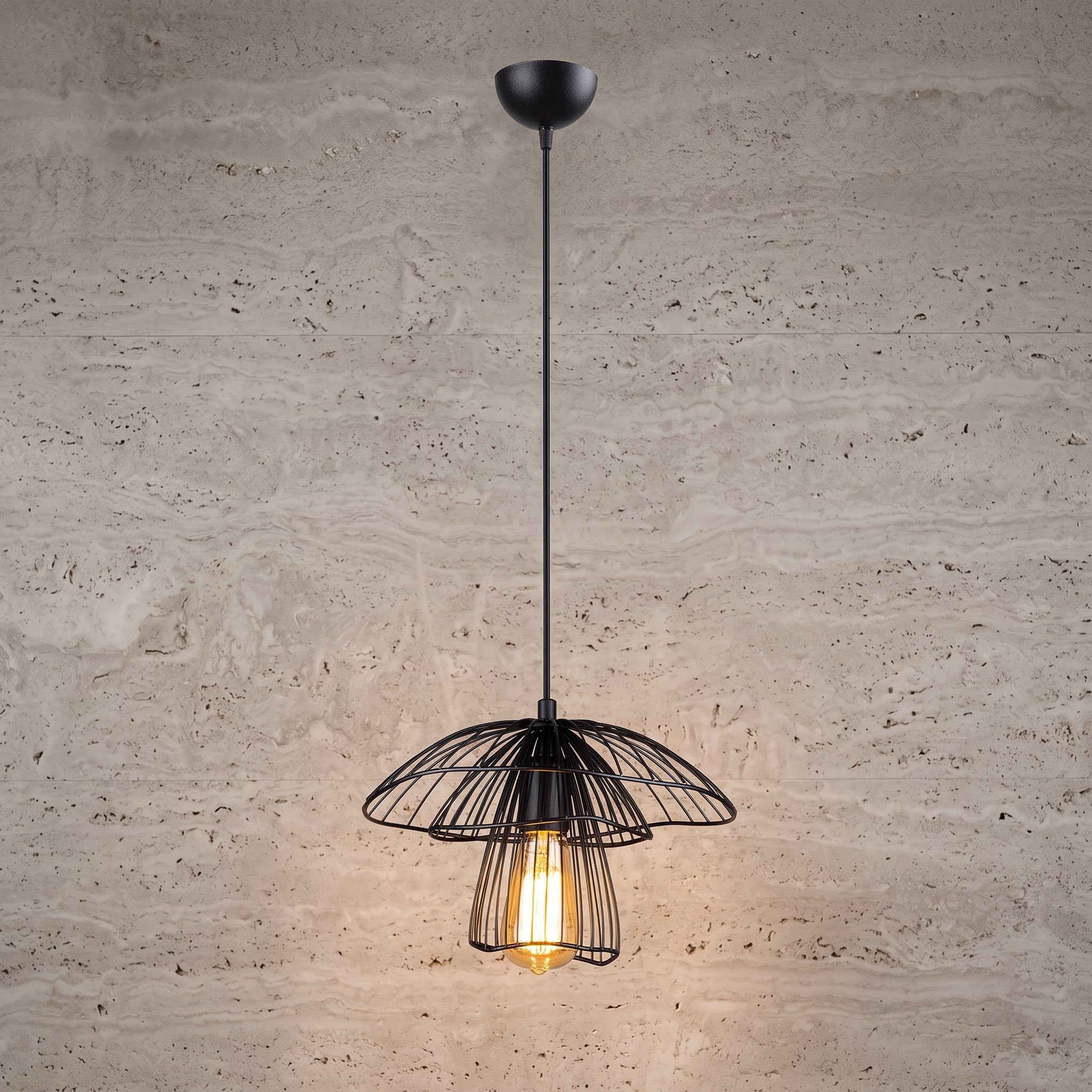 Lustre champignon fil de fer noir Ø33 cm design organique