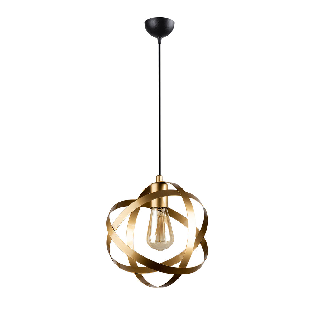 Lustre Suspendu  - Sphère Anneaux Dorés Design Moderne