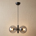 Lustre suspension double globe noir mat chrome verre transparent IP40