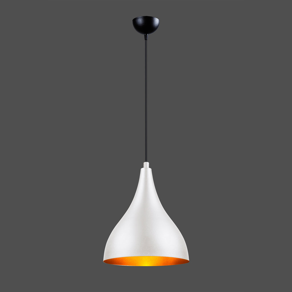 Lustre Suspendu Blanc et Or - Design Moderne Goutte