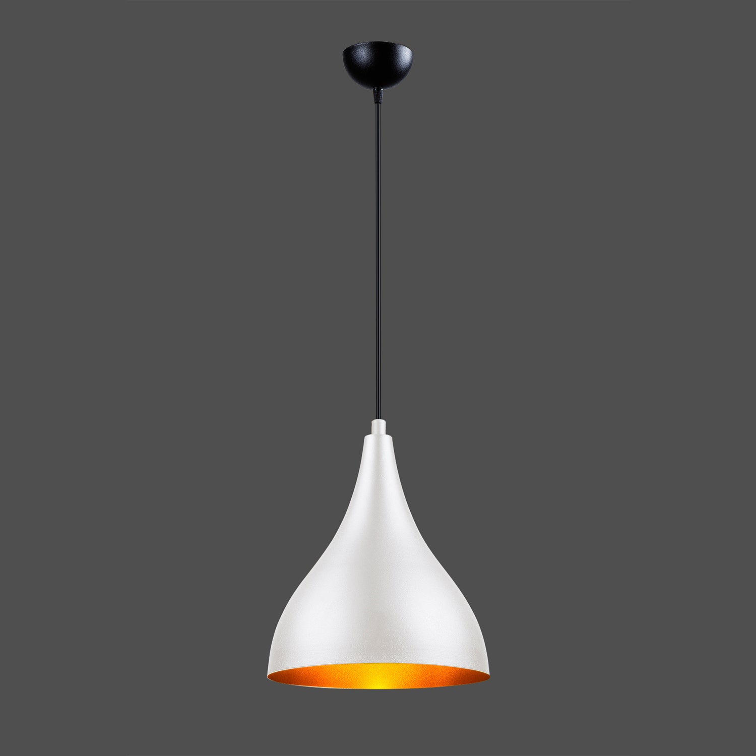 Lustre Suspendu Blanc et Or - Design Moderne Goutte