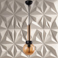Lustre globe ambré côtelé détail doré design moderne IP40