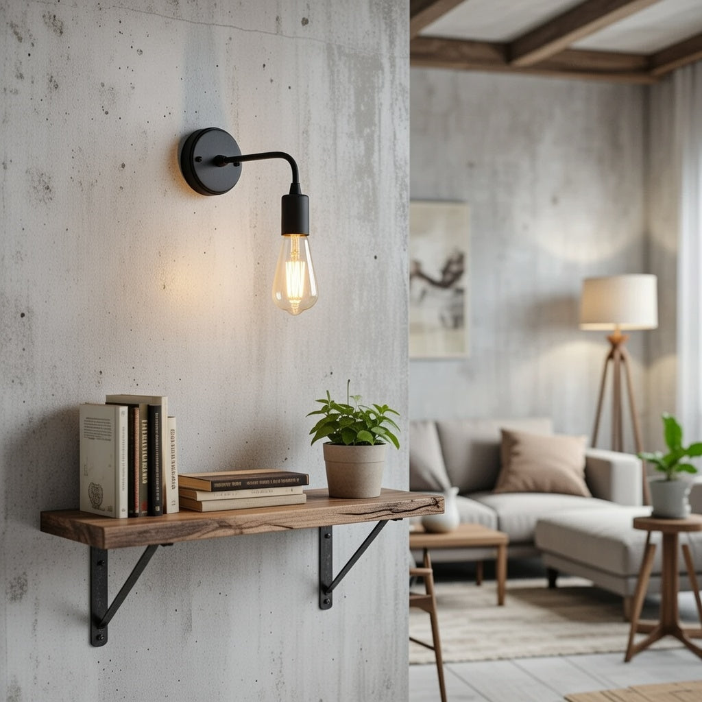 Applique murale minimaliste  noir mat industriel 20x15cm E27