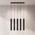 Lustre TUBE 5 cylindres noir mat 80 cm design minimaliste