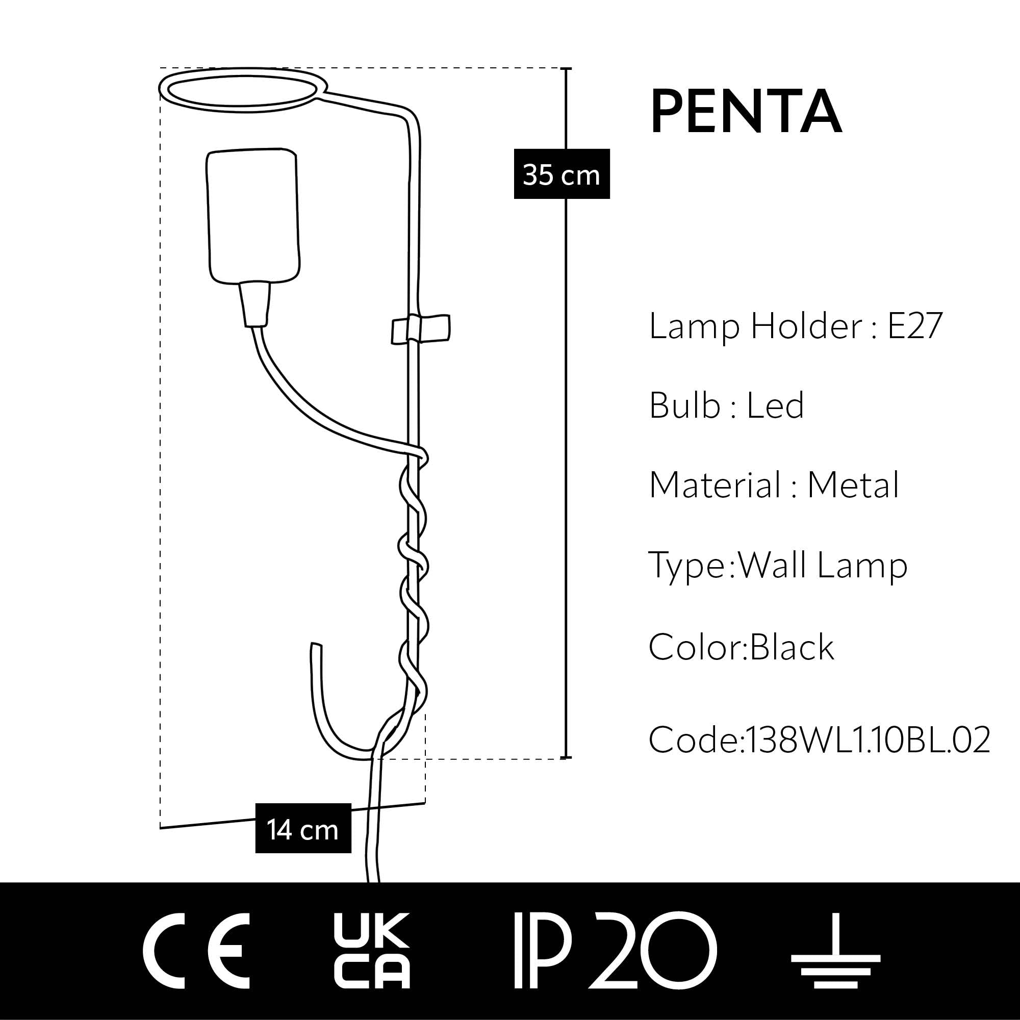  Détail du câble textile noir torsadé de l'applique
