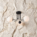 Plafonnier design scandinave 3 globes blancs et noir