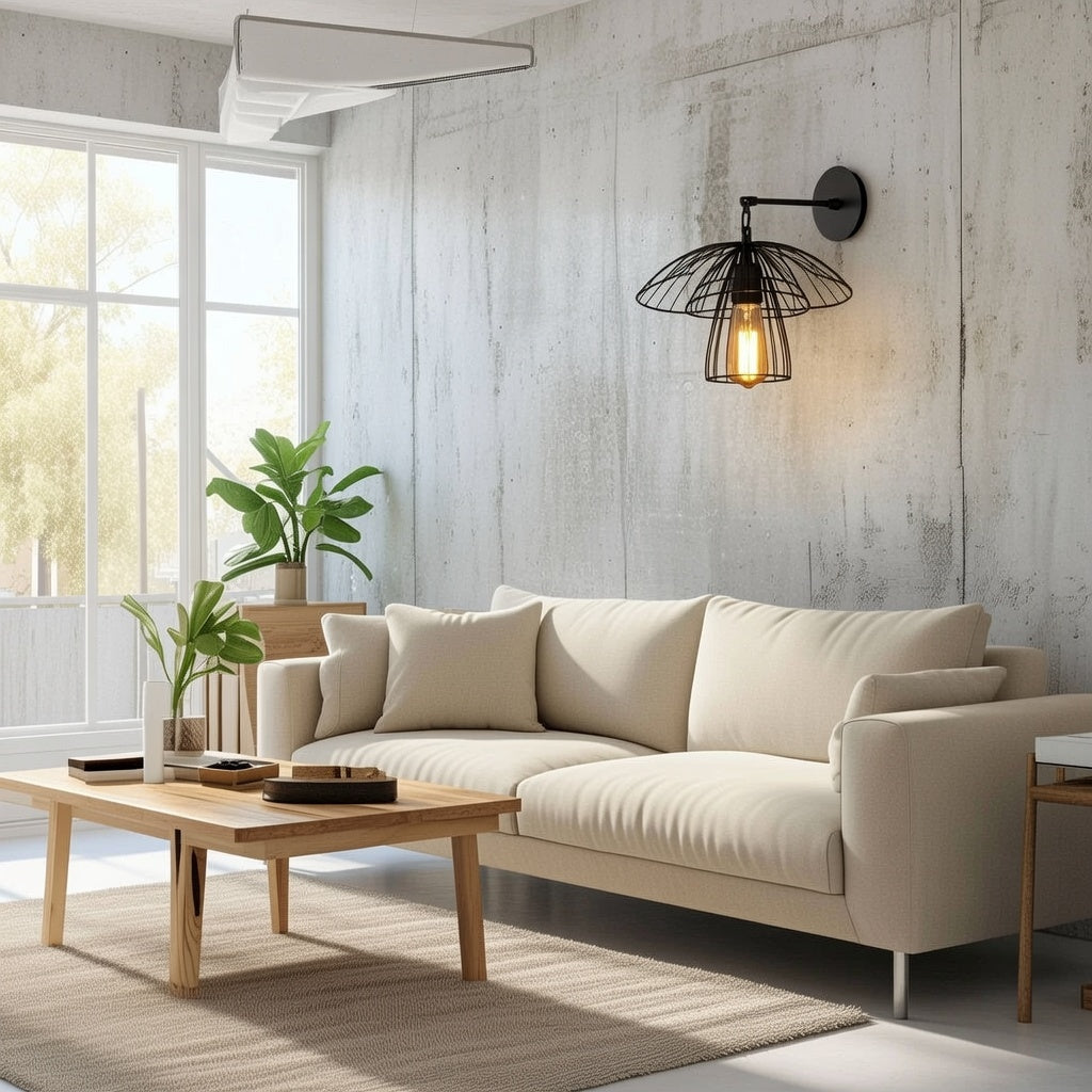 Motifs lumineux créés par l'applique cage champignon noir