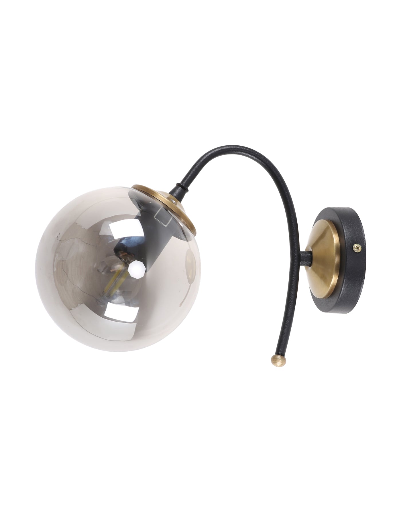 Applique Murale Globe Fumé Transparent Finition Chromée Détails Dorés Design Moderne