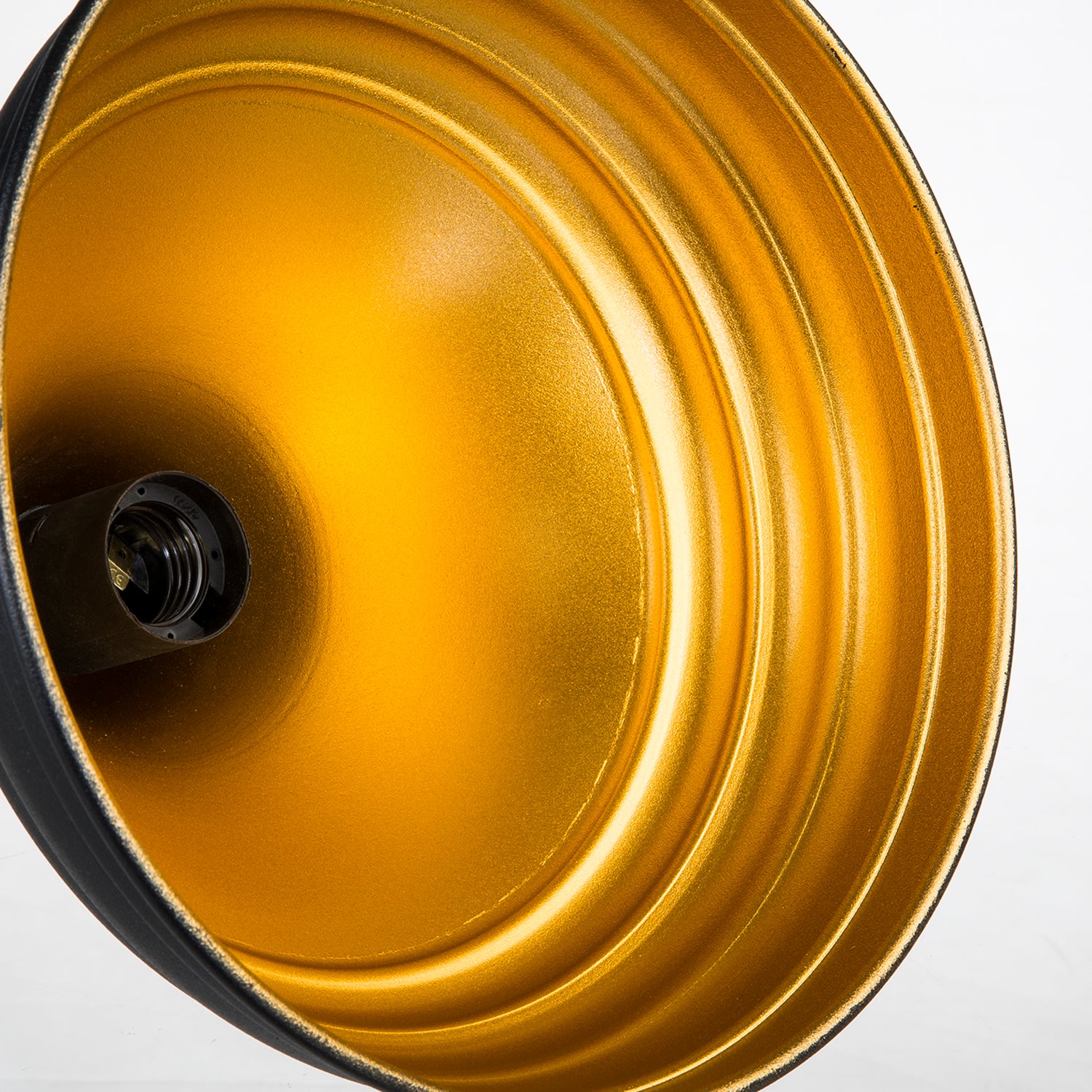 Lustre Industriel Design Noir Mat et Intérieur Doré