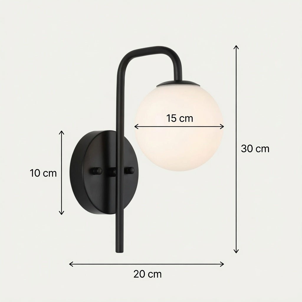 fiche produit ensemble de 2 appliques murales globe blanc opale design moderne noir