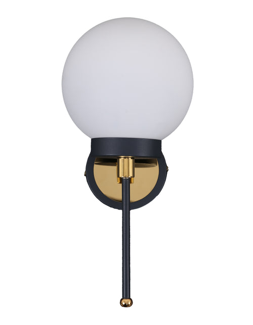 Applique murale globe blanc opalin noir et doré