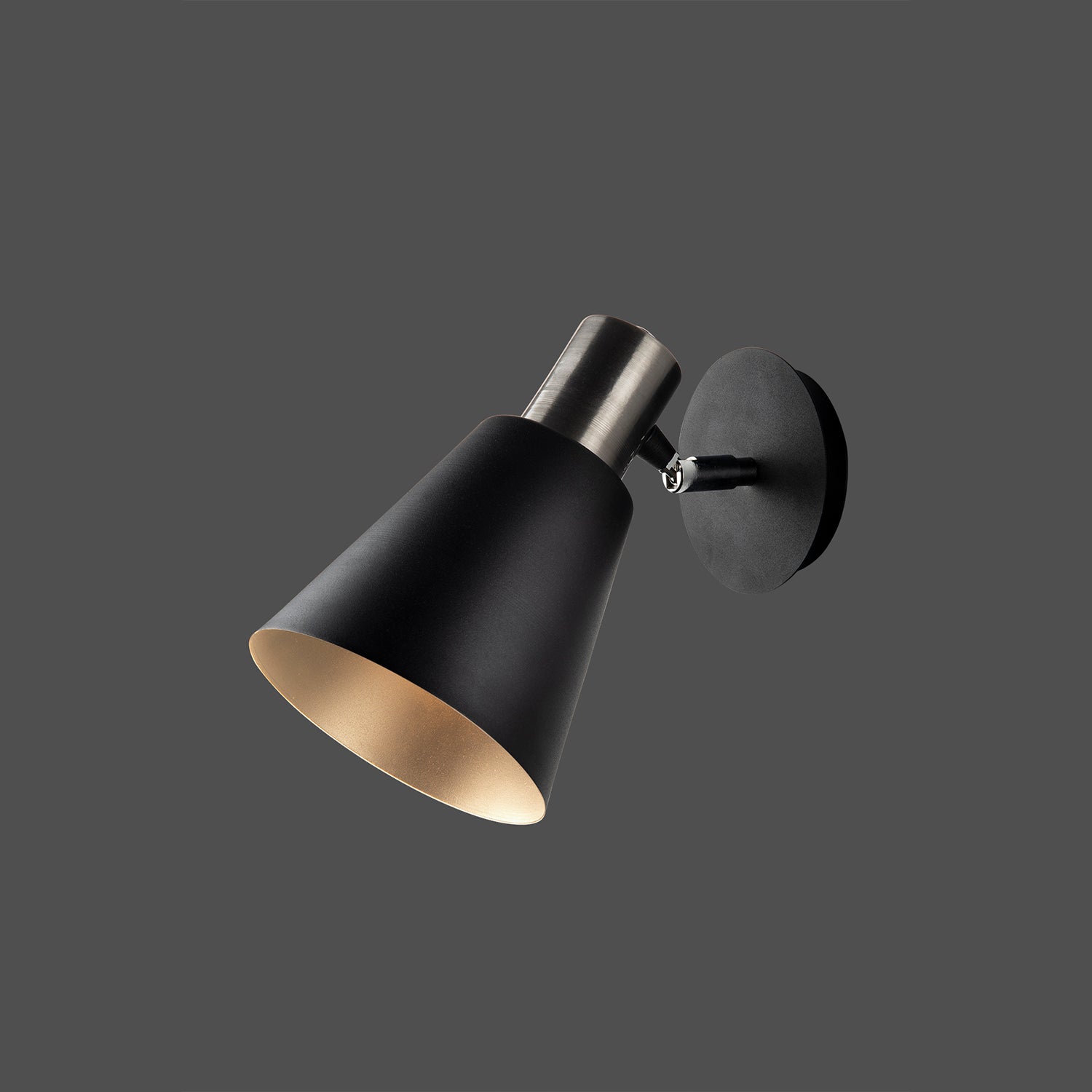 Applique murale orientable noir mat industriel abat-jour conique E27