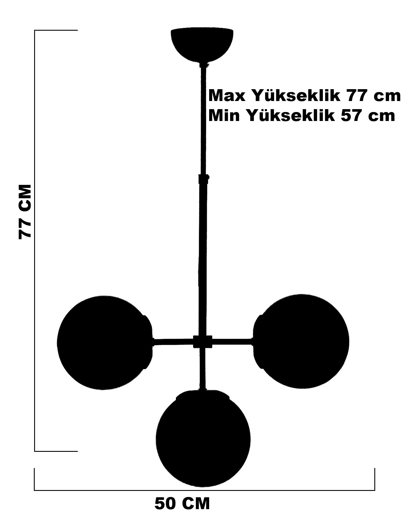 Suspension 3 globes fumé finition laiton