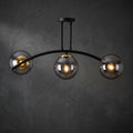 Plafonnier 3 globes fumés noir mat détails dorés design moderne IP40