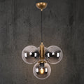 Suspension 4 globes fumé laiton brossé design moderne IP40