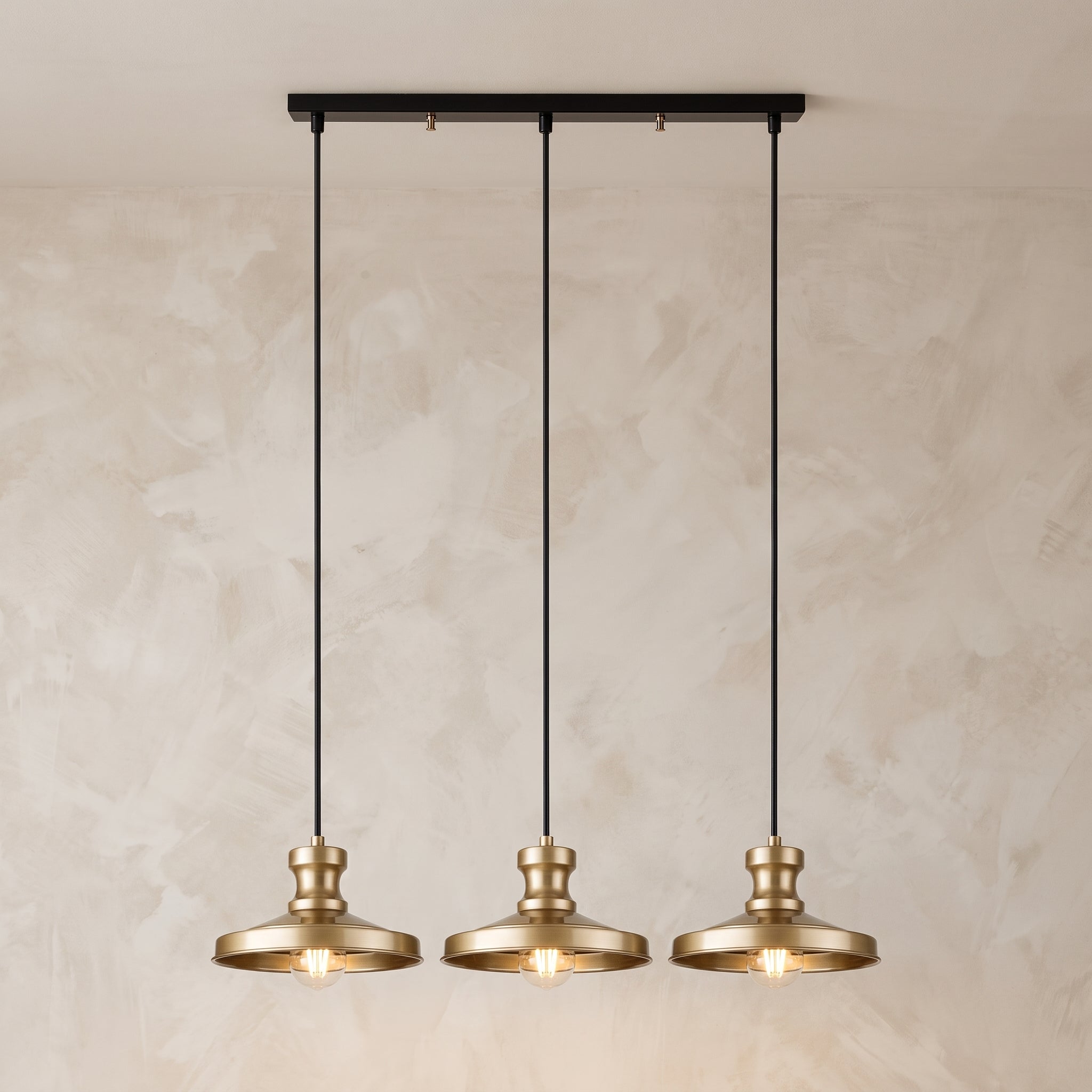 Lustre suspendu triple doré design moderne 72 cm