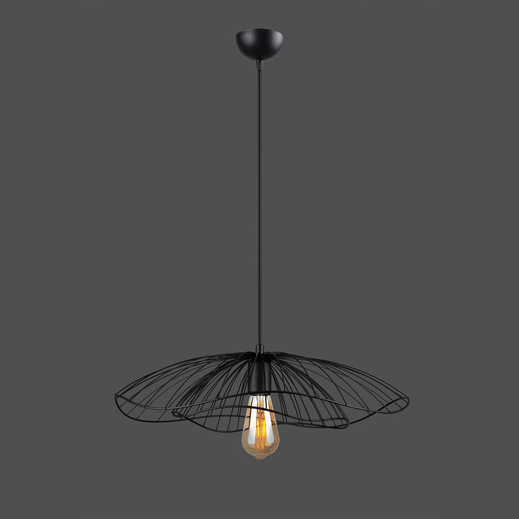 Lustre Suspendu Industriel Fil de Fer Noir - Design Cage