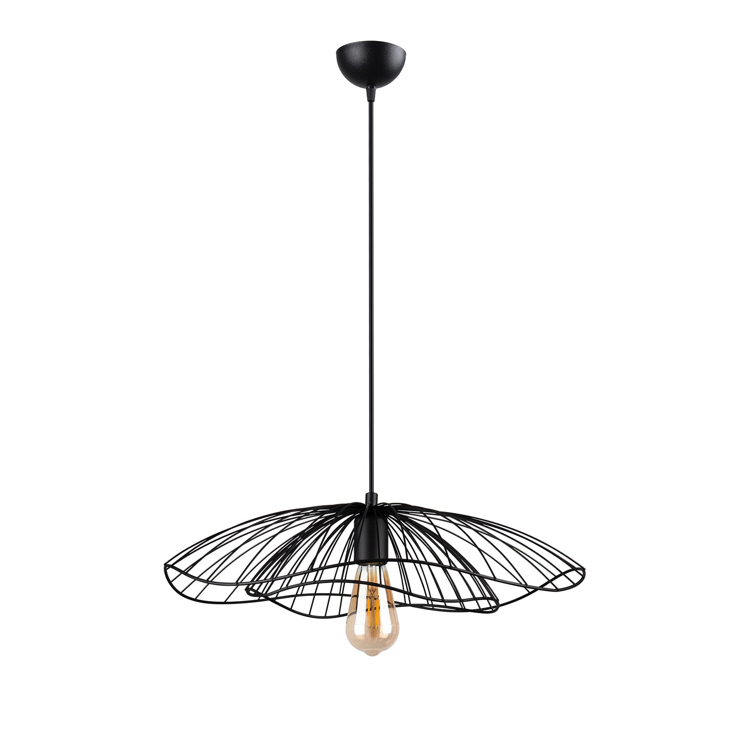 Lustre Suspendu Industriel Fil de Fer Noir - Design Cage