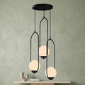 Lustre suspendu triple noir globes lumineux design moderne cascade