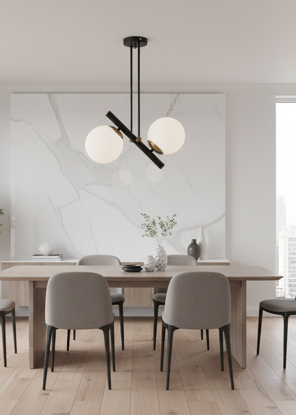 Lustre 2 lumières dans un appartement design et lumineux