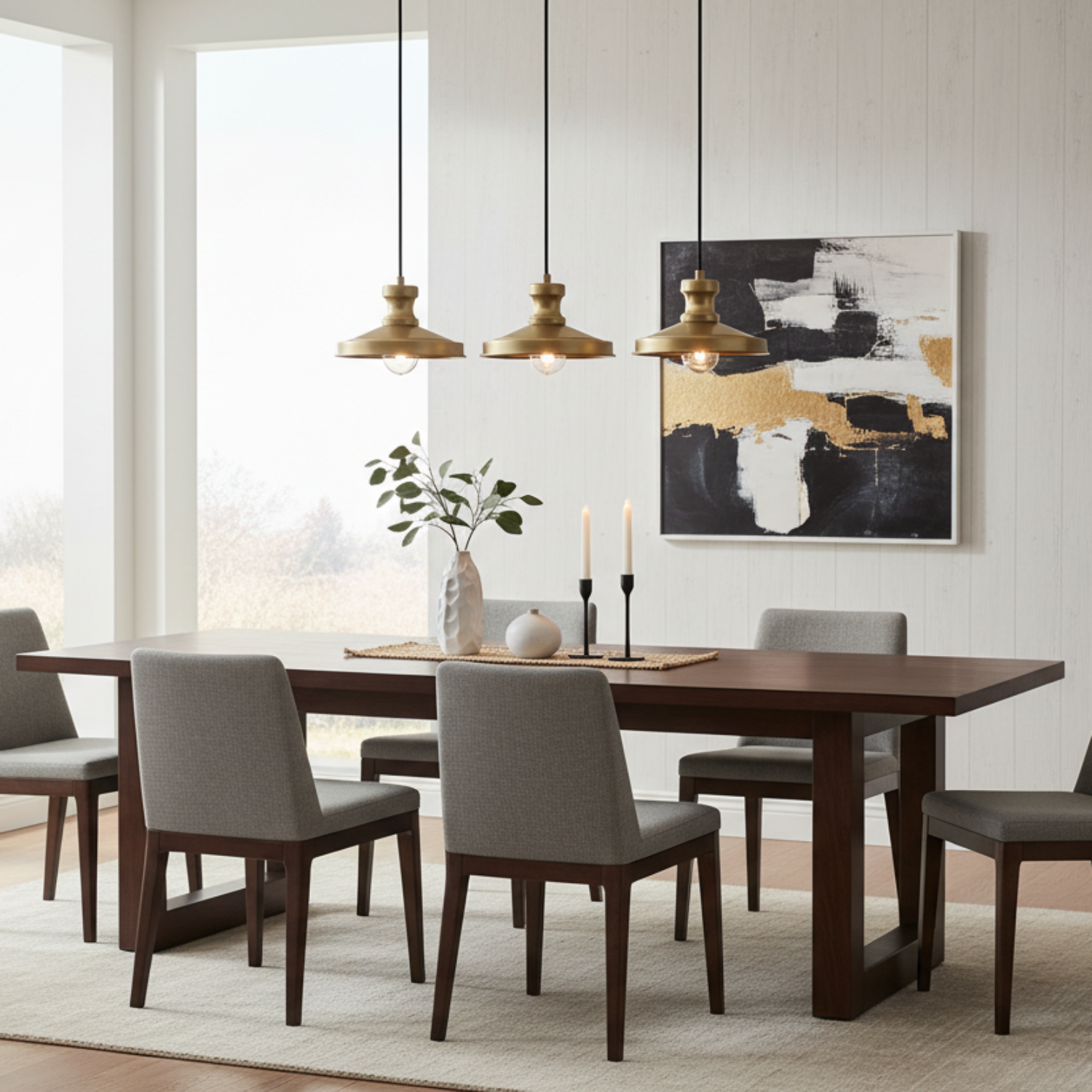 Lustre triple suspension mis en valeur